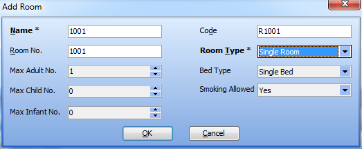 Enter All Fields in the Add Room Dialog