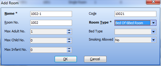 Enter All Fields for a Bed