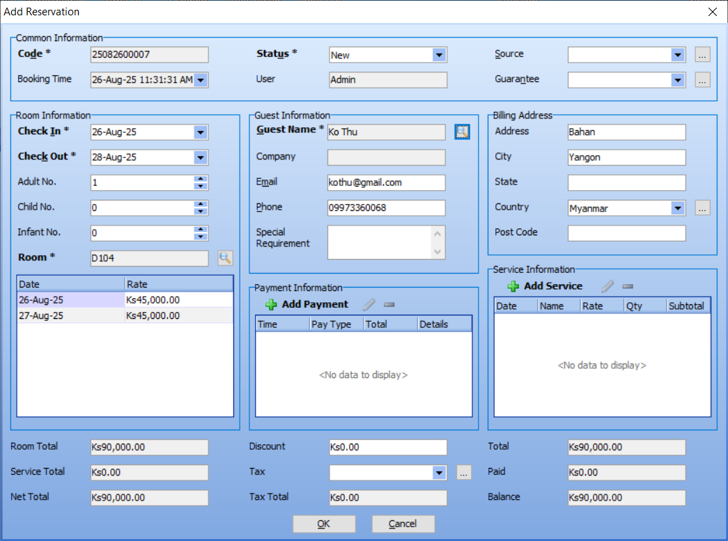 Fill in Guest Information