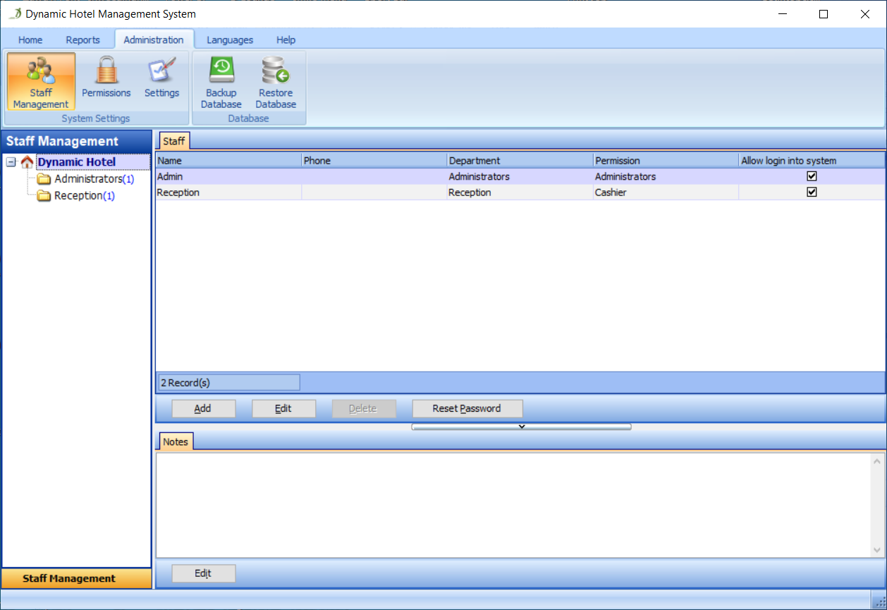 Go to the Staff Management System
