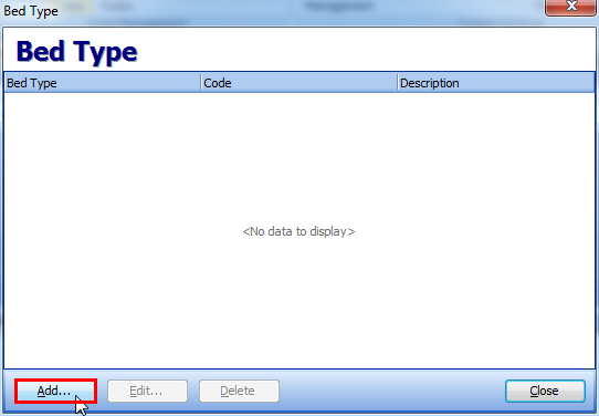 Click the Add Bed Type button