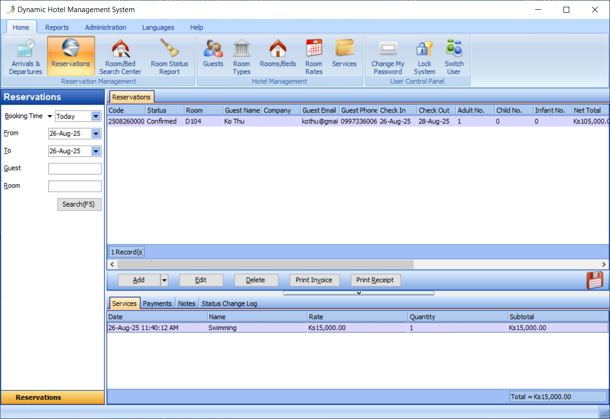 User Role Operation Interface